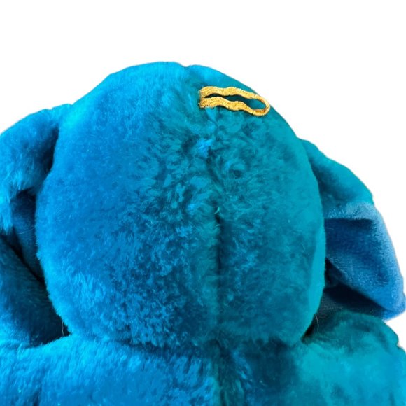 Vintage Liberty Toy Teal Blue Stuffed Dog 13" Kitsch Toy Decor Carnival Prize - Picture 8 of 10